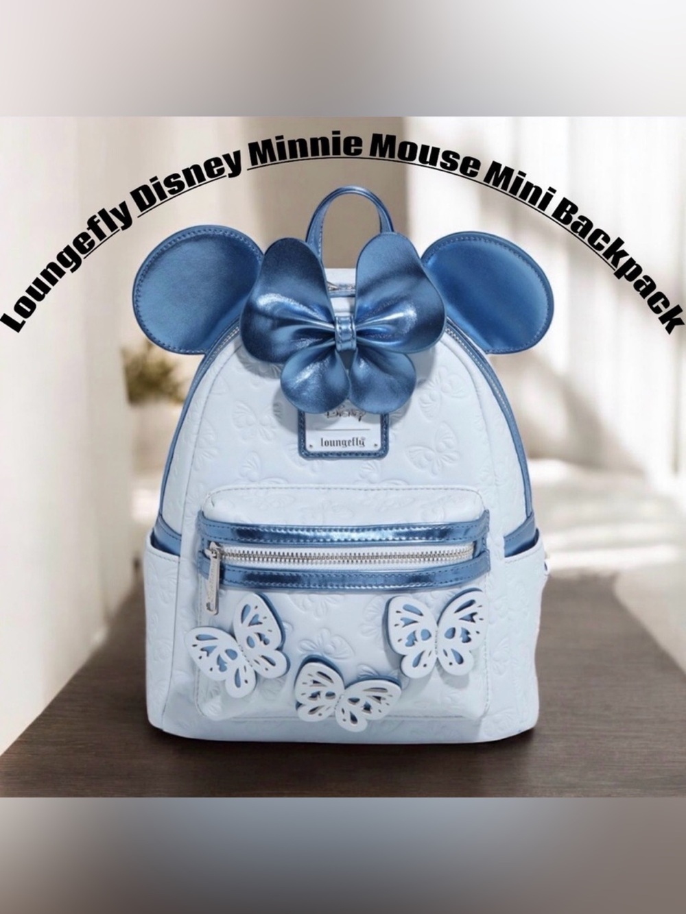Loungefly Disney Minnie Mouse Blue Butterfly ๐ฆ Mini Backpack NWT - Picture 1 of 16
